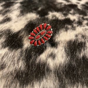 Red Turquoise sterling silver ring